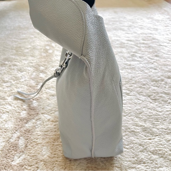 Rebecca Minkoff Megan Leather Boho Hobo Shoulder Bag In Perla Gray - Picture 5 of 16